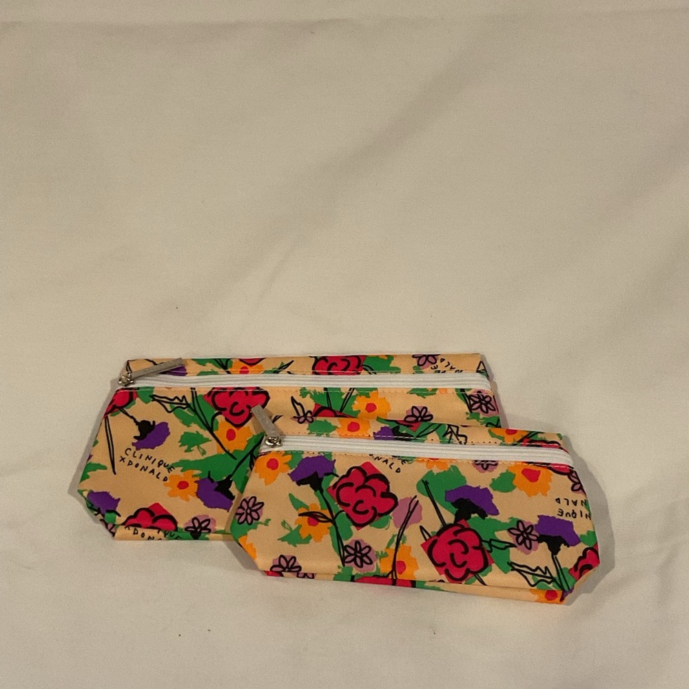 Clinique Floral Print Set of‎ 2 Cosmetic Pouches